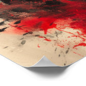 Geisha Samurai Poster in Schwarz und Rot (Ecke)