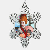 Geisha Schneeflocken Zinn-Ornament (Rechts)