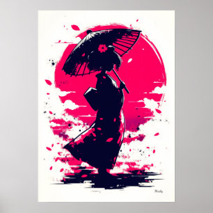 Geisha Serenity - Elegance im Sakura Breeze Poster