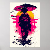Geisha Silhouette bei Sunset - Traditionelle Elega Poster (Vorne)