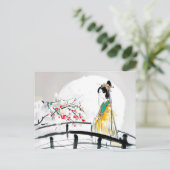 Geisha Stehend auf einer Brücke Postkarte (Stehend Vorderseite)