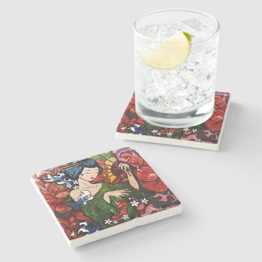 Geisha Steinuntersetzer (Seitenansicht)