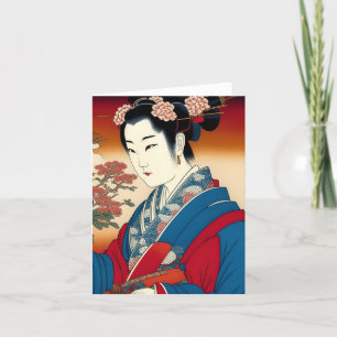 Geisha Study D im japanischen Stil Feiertagskarte
