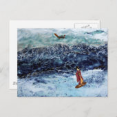 Geisha Surfing Postkarte (Vorne/Hinten)