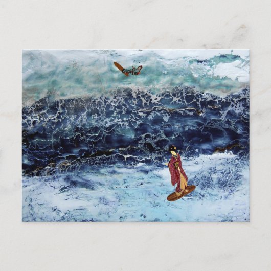 Geisha Surfing Postkarte (Vorderseite)