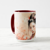 Geisha Tasse - japanisches Design Haiku-Kaffee-Mor (Vorderseite Links)