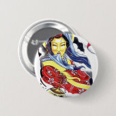 Geisha-Tattoo-Design Button (Vorne & Hinten)