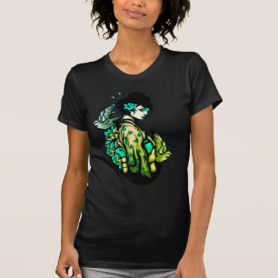 Geisha Tattoo Green und schwarzer T - Shirt