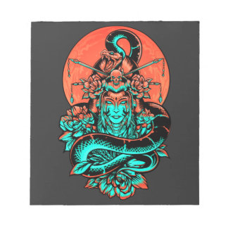 Geisha Tattoo verbrannte orange und schwarz Notizblock