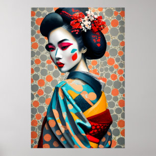 Geisha trägt einen Kimono Poster