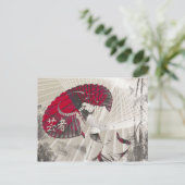 Geisha Umbrella Abstrakt Japan Pop Art Postkarte (Stehend Vorderseite)