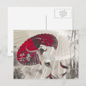 Geisha Umbrella Abstrakt Japan Pop Art Postkarte (Vorne/Hinten)