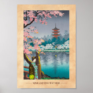 Geisha und Cherry Tree, Ueno Park japanische Lands Poster