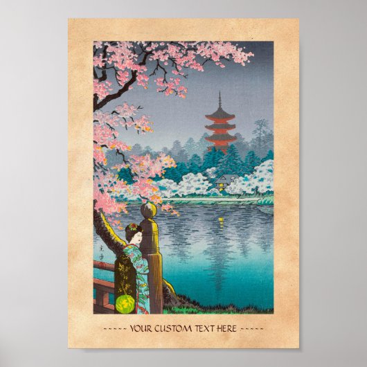 Geisha und Cherry Tree, Ueno Park japanische Lands Poster (Vorne)