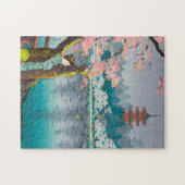 Geisha und Cherry Tree Ueno Park japanische Landsc Puzzle (Horizontal)