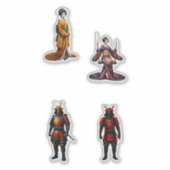 Geisha und Samurai Aufkleber (Vorderseite)