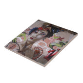 Geisha Urban Graffiti Street Art Fliese (Seite)