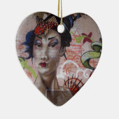 Geisha Urban Graffiti Street Art Keramik Ornament (Rechts)
