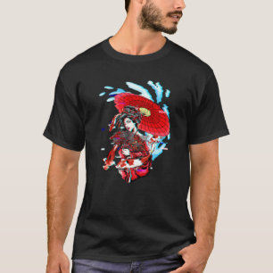 Geisha Vaporwave Japanischer Koi Fisch Karpfen Gei T-Shirt
