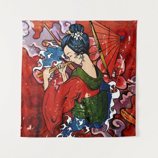 Geisha Wandteppich (Vorderseite)