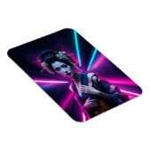 Geisha with Neon Background - Fridge Magnet Art (Rechte Seite)