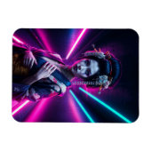 Geisha with Neon Background - Fridge Magnet Art (Horizontal)