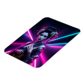 Geisha with Neon Background - Fridge Magnet Art (Linke Seite)