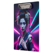 Geisha with Neon Background - Fridge Magnet Art Klemmbrett (Links)