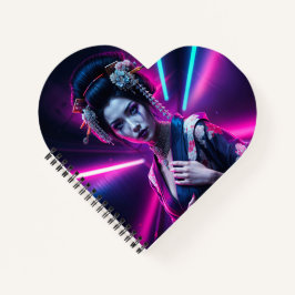 Geisha with Neon Background - Fridge Magnet Art Notizblock