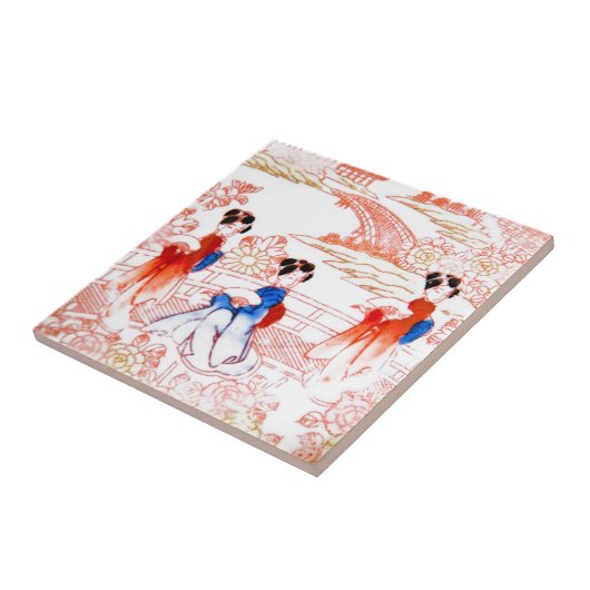 Geishas im Garten Fliese (Seite)