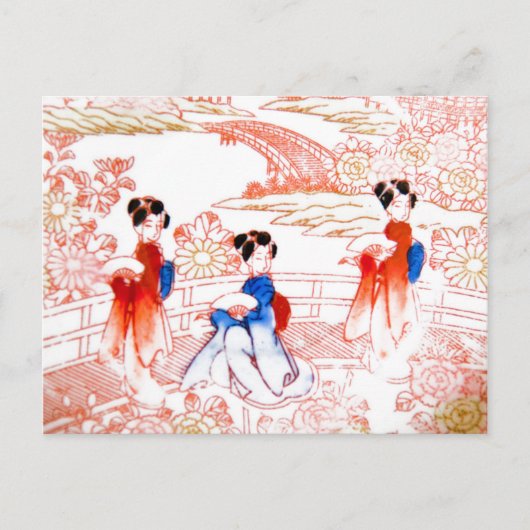 Geishas im Garten Postkarte (Vorderseite)