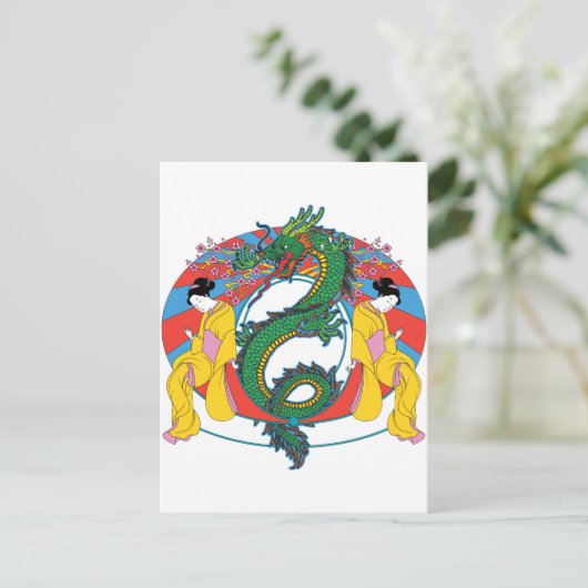 Geishas mit Dragon Postkarte (Stehend Vorderseite)