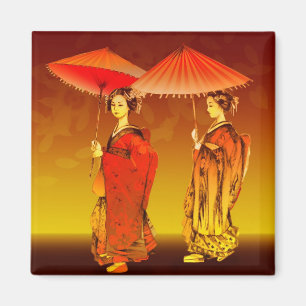 Geishas parasoles magnet