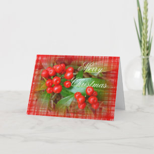 Geißblatt-Beeren auf Baumwollstoff Feiertagskarte