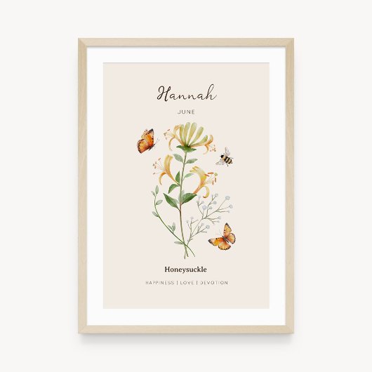 Geißblatt-Geburtsmonatsblumenposter Poster