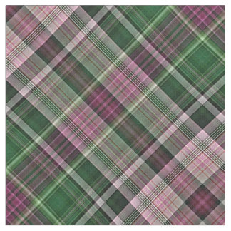 Geißblatt rosa und dunkelgrüner Tartan Stoff