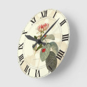 Geißblatt-Rose botanisches Clockface Runde Wanduhr (Winkel)