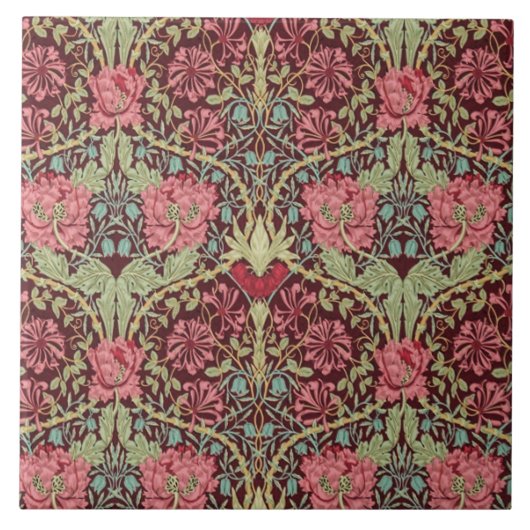 Geißblatt und Tulpen durch William Morris 1876 Fliese (Vorderseite)