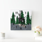 Geißbock-Wanduhr Quadratische Wanduhr (Zuhause)