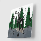 Geißbock-Wanduhr Quadratische Wanduhr (Winkel)