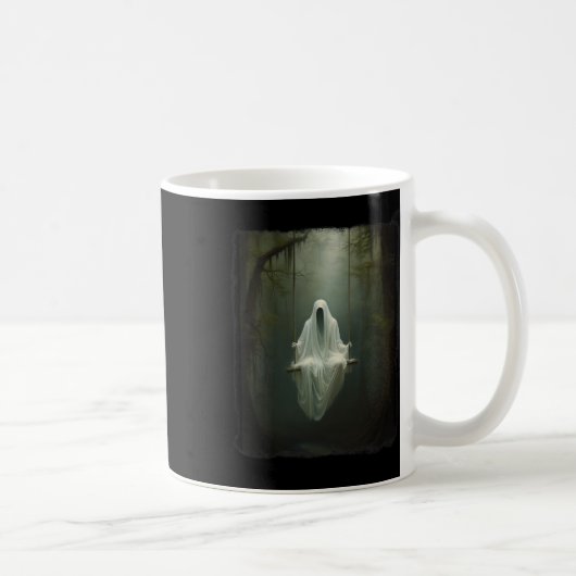 Geist auf der Swing in Blumenwald Halloween Vint Kaffeetasse (Rechts)