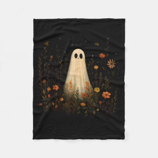 Geist auf einer Blumenwiese Halloween Herbst Desig Fleecedecke (Vorderseite)