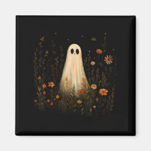 Geist auf einer Blumenwiese Halloween Herbst Desig Magnet
