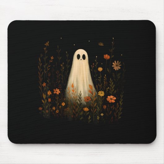Geist auf einer Blumenwiese Halloween Herbst Desig Mousepad (Vorne)