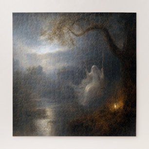 Geist auf einer Schaukel im Mondlicht Puzzle
