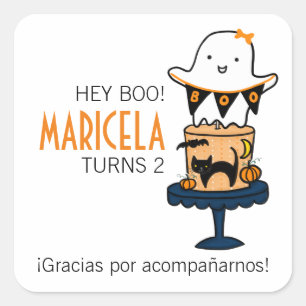 Geist auf Halloween Cake Quadratischer Aufkleber