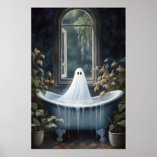 Geist Badewanne Portrait Druck, Gruseliger Herbst  Poster