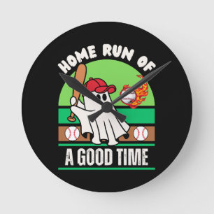 Geist Baseballspieler Halloween Runde Wanduhr