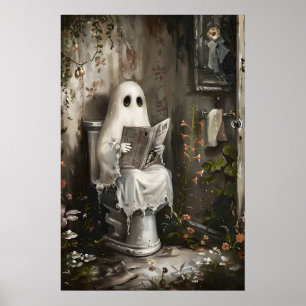 Geist beim Lesen der Zeitung Kunstprint, Whimsical Poster