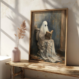Geist beim Lesen eines Buches Vintage-Halloween-Ba Poster